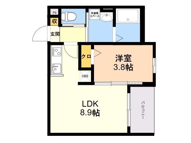 GRACIA 箱崎(1LDK/3階)の間取り写真