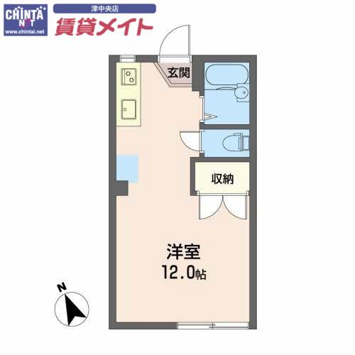 グリーンヴィラ平野A(ワンルーム/1階)の間取り写真