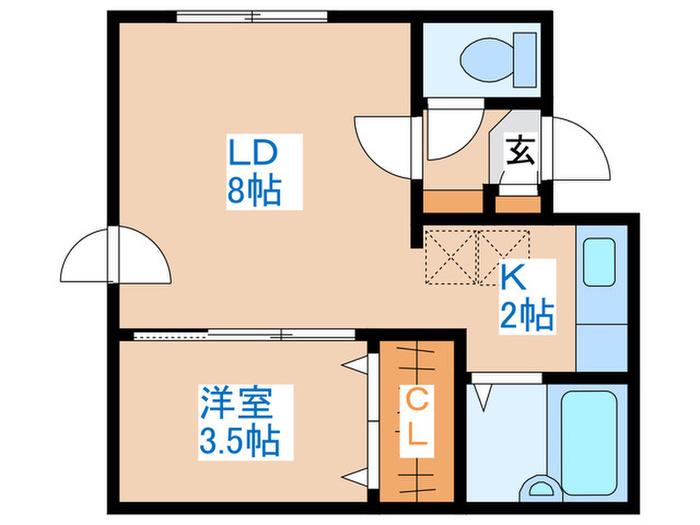 ドミシール南郷(1LDK/1階)の間取り写真