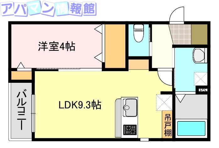 ガロンヌ上所上(1LDK/3階)の間取り写真