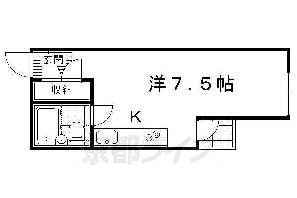 レナジア椥辻(ワンルーム/3階)の間取り写真