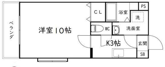 たちばな弐番館(1K/2階)の間取り写真