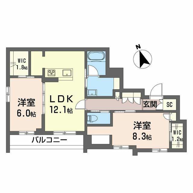 リラフォート II(2LDK/3階)の間取り写真