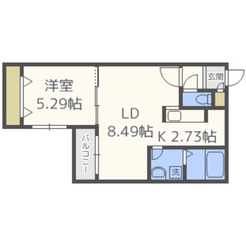 CHEVAL北10条(1LDK/2階)の間取り写真