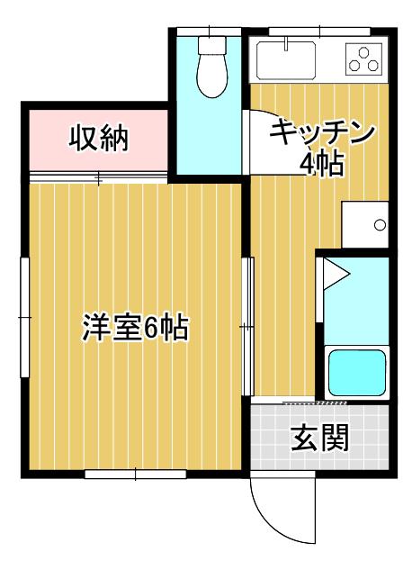 長谷川アパート(1K/2階)の間取り写真