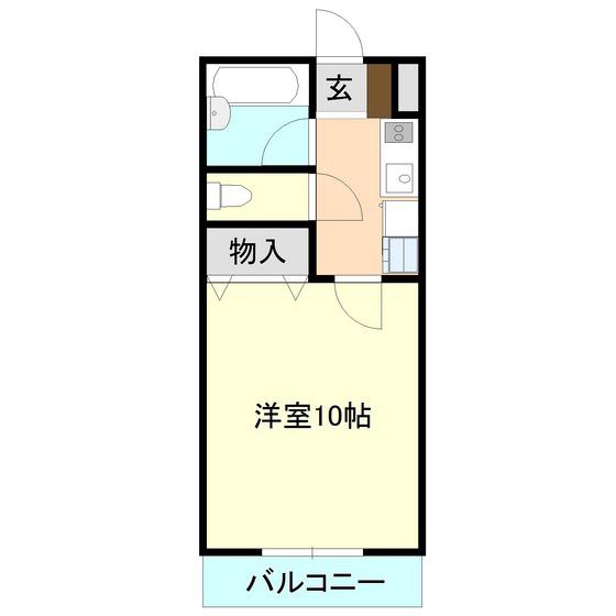 ルネッサンス二の宮(1K/2階)の間取り写真