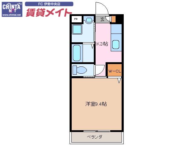 テージスII(1K/2階)の間取り写真