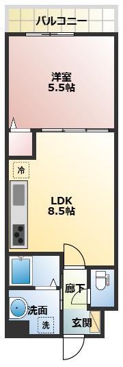 リアライズ今里南(1LDK/4階)の間取り写真