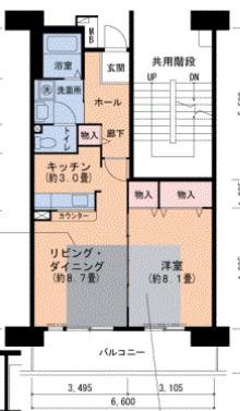 ルネシティ脇浜町第2 7号棟(1LDK/6階)の間取り写真
