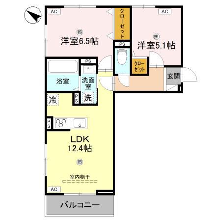 D-REGALO下馬S(2LDK/2階)の間取り写真