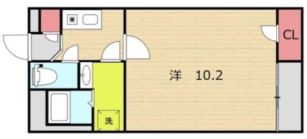 FAST HILLS 日ノ出町(1K/2階)の間取り写真