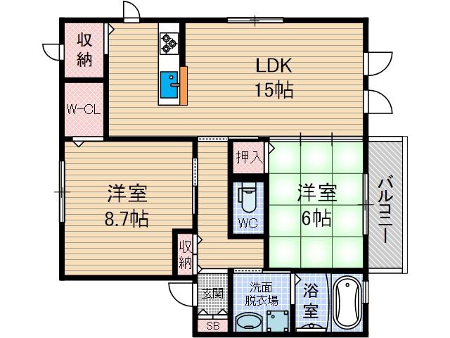 BREEZE(2LDK/1階)の間取り写真
