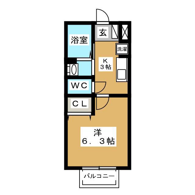 ドミール(1K/1階)の間取り写真