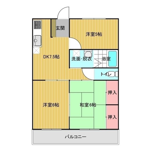 メゾングランドール柴崎(3DK/1階)の間取り写真