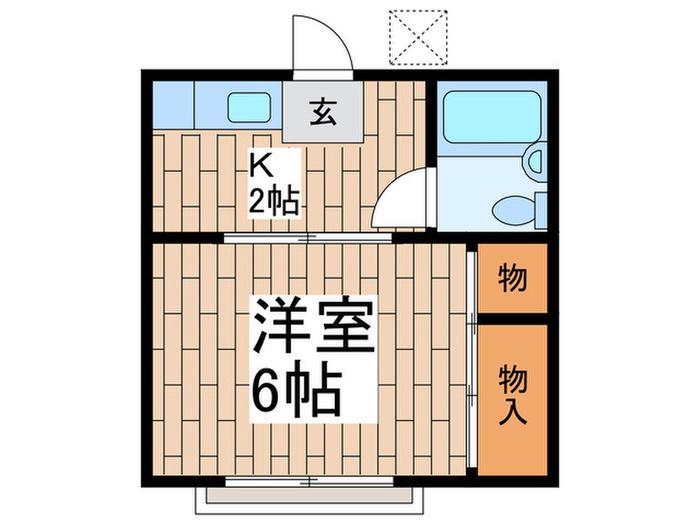 サンハイツ北嶺B(1K/1階)の間取り写真