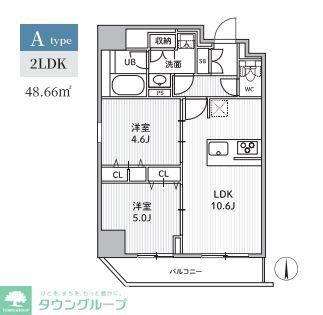 S-RESIDENCE住吉AQUACHT(2LDK/5階)の間取り写真
