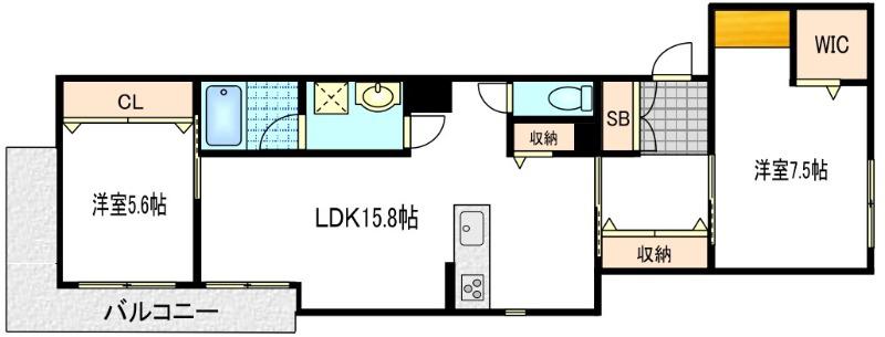 シャーメゾン澤田(2LDK/2階)の間取り写真