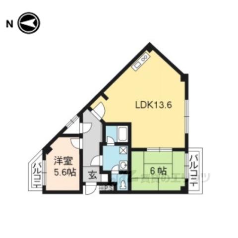 シャンデリ(2LDK/1階)の間取り写真