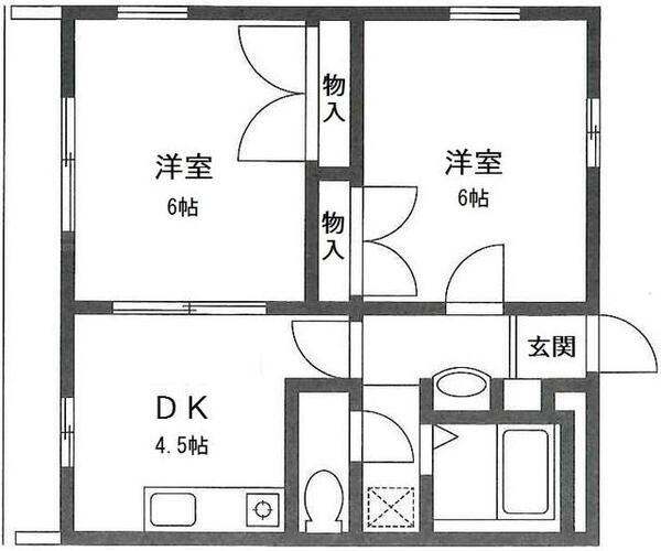 ツインベル(2DK/3階)の間取り写真