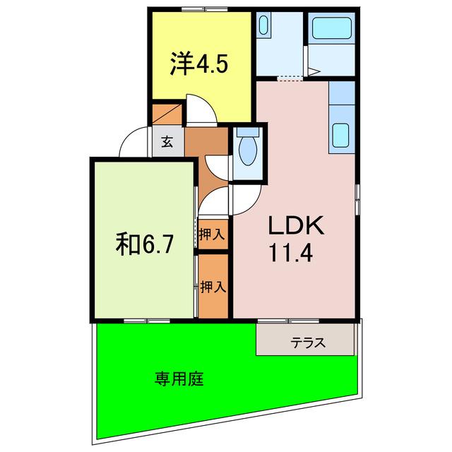 アペックス日進D(2LDK/1階)の間取り写真
