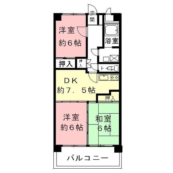 ビューネ(3DK/3階)の間取り写真
