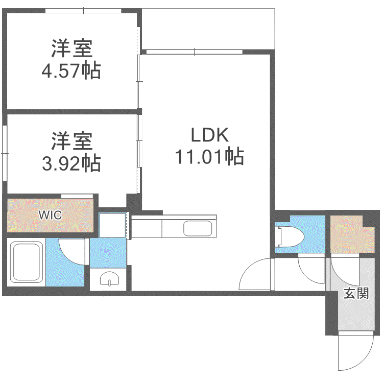 ラ・シュエットS6W14(2LDK/2階)の間取り写真