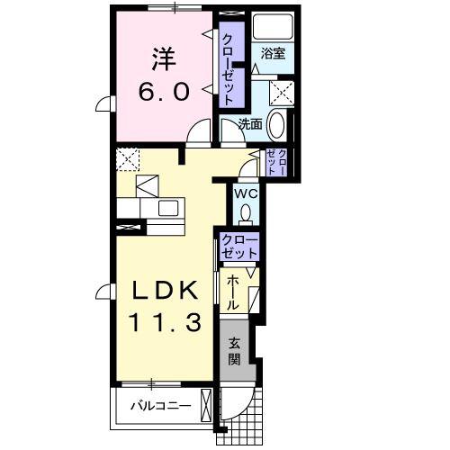 サン・イースト(1LDK/1階)の間取り写真