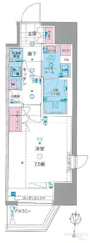 GENOVIA新宿早稲田GREEN VEIL(1K/14階)の間取り写真