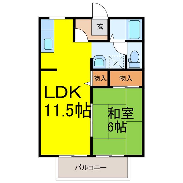 サンライフ加須(1LDK/2階)の間取り写真