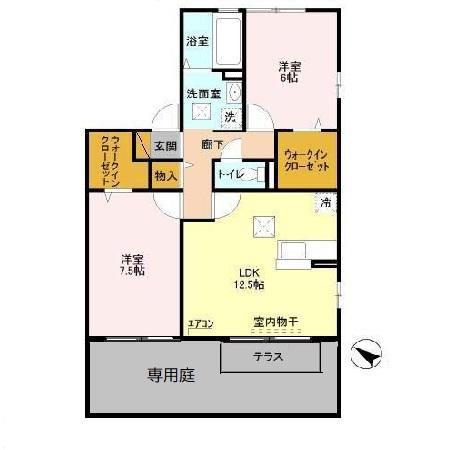メルベーユ西白井(2LDK/1階)の間取り写真