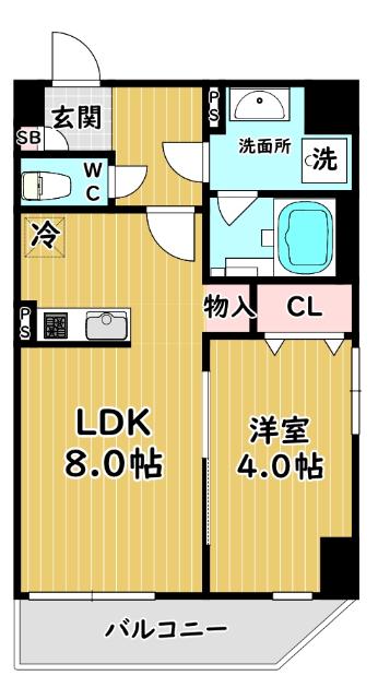 ランティエ御幣島(1LDK/5階)の間取り写真