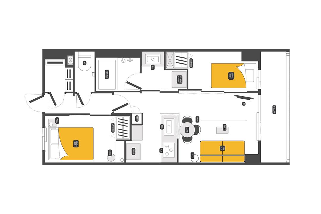 DASH LIVING ASAKUSA サウス - 2BR(2LDK/2階)の間取り写真