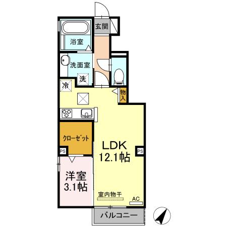 REVE B(1LDK/1階)の間取り写真