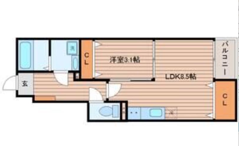 リエールI(1LDK/1階)の間取り写真