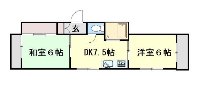 コーポ矢舗(2DK/2階)の間取り写真