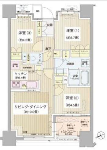 パークホームズ清澄白河(3LDK/4階)の間取り写真