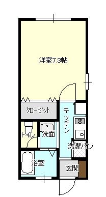 フォブール塩屋(1K/2階)の間取り写真