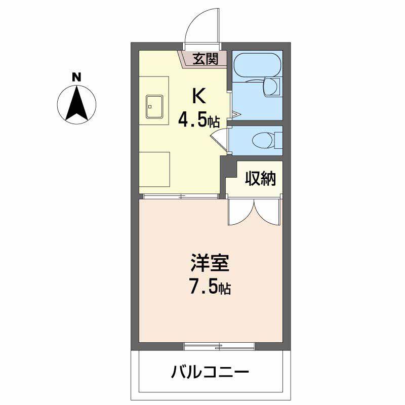 フレグランス西霞 C棟(1K/1階)の間取り写真