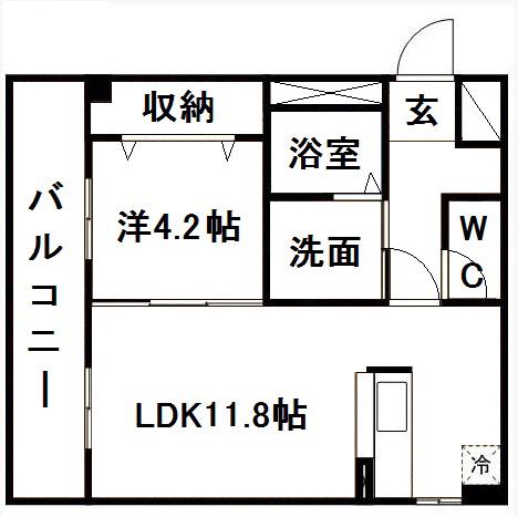 セレーノ(1LDK/2階)の間取り写真