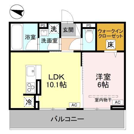 アメニティ 美南東(1LDK/1階)の間取り写真