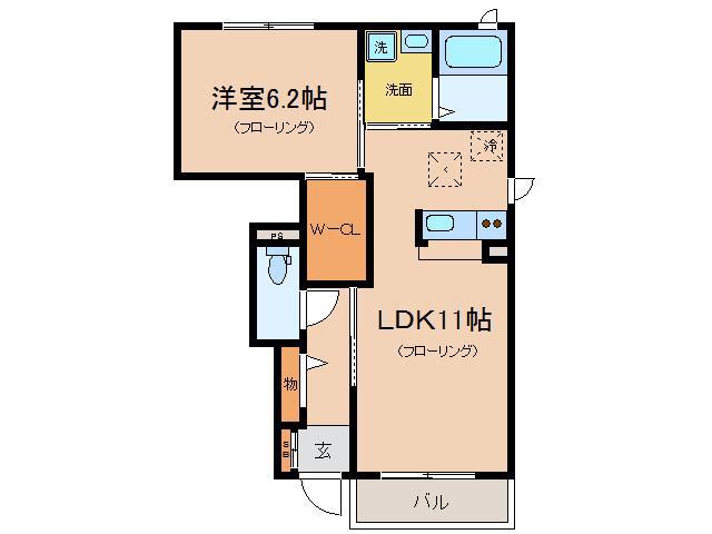 ヴィラパストラル(1LDK/1階)の間取り写真