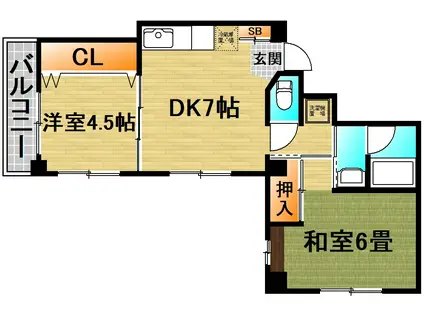 ナカムラマンション(2DK/2階)の間取り写真