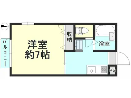 ヴィラ河原町(1K/1階)の間取り写真