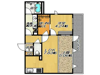 ルヴニール2(1LDK/1階)の間取り写真