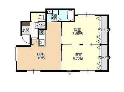 メゾン旭(2LDK/2階)の間取り写真