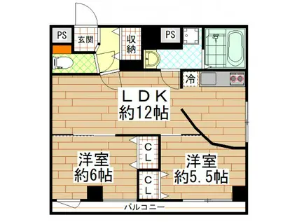 ロフティ岡田(2LDK/5階)の間取り写真