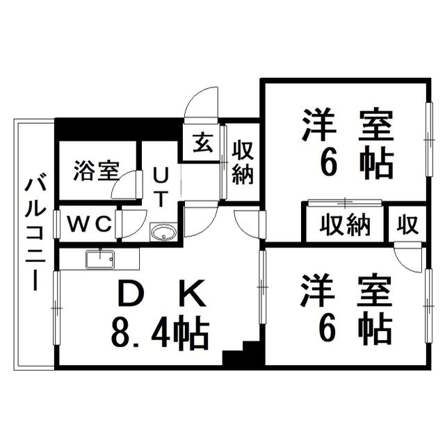 春採ハイツ(2DK/1階)の間取り写真