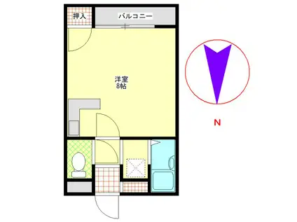 レ・フィーユ・キャトル城ケ崎(ワンルーム/4階)の間取り写真