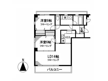 クレストコート(2LDK/2階)の間取り写真
