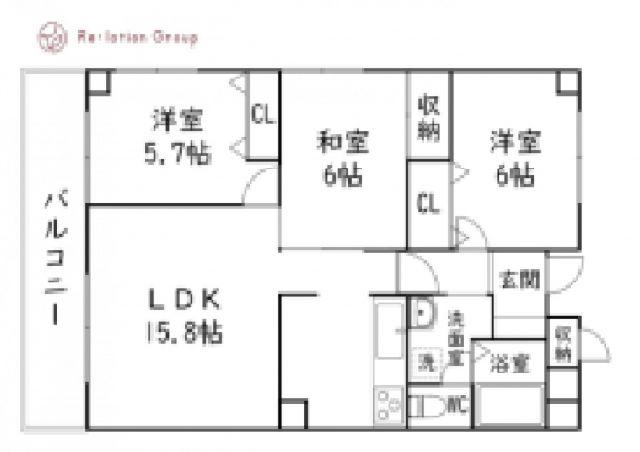 ライフ第5マンション大平台(3LDK/1階)の間取り写真